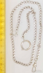 16in. light weight, quality Albert style silver-toned pocket watch chain with spring ring
