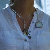 Double Albert Chain with Spring Ring (as short necklace, with watch)
