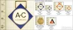 Allis Chalmers tractor decorative fobs, various designs with strap, key chain, & watch chain options