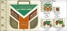 Oliver farm equipment decorative fobs, various designs with strap, key chain, & watch chain options
