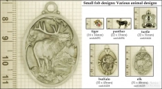 Assorted animal-themed decorative fobs, various designs with strap, key chain, & watch chain options