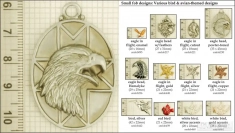 Bird decorative fobs, various designs with strap, key chain, & watch chain options