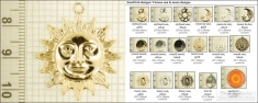 Sun & moon decorative fobs, various designs with strap, key chain, & watch chain options