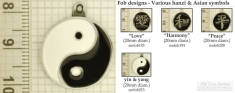 Hanzi & Asian decorative fobs, various designs with strap, key chain, & watch chain options