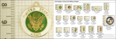 Military & Peacekeeping decorative fobs, various designs w/ strap, key chain, & watch chain options