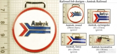 Amtrak railroad decorative fobs, various designs with strap & key chain options