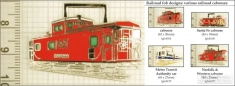 Railroad caboose decorative fobs, various designs with strap, key chain, & watch chain options
