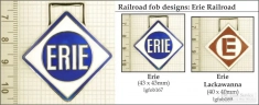 Erie railroad decorative fobs, various designs with strap & key chain options