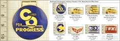 Ohio & Chessie railroad decorative fobs, various designs w/ strap, key chain, & watch chain options