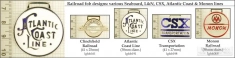 Seaboard railroad decorative fobs, various designs with strap & key chain options