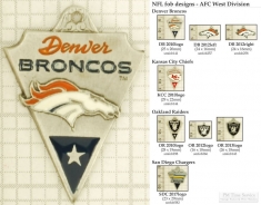 NFL team logo small decorative fobs (AFC West), pewter-toned, various teams & finishing options