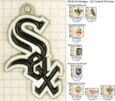 MLB team logo small decorative fobs (AL Central), pewter-toned, various teams & finishing options