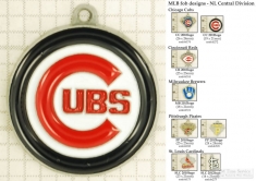 MLB team logo small decorative fobs (NL Central), pewter-toned, various teams & finishing options