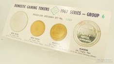 The Franklin Mint Domestic Gaming Tokens 1967 Series Group 6 set 1368; Mint Hotel & Aladdin casinos