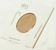 1973 Lincoln Head Memorial $0.01 (one cent penny) US coin, circulated, "Fine" condition