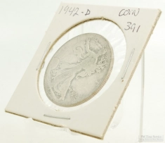 1942-D Walking Liberty $0.50 (fifty cent) US Coin, circulated, "Average" condition