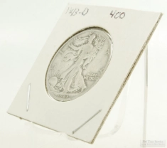 1943-D Walking Liberty $0.50 (fifty cent) US Coin, circulated, "Good" condition