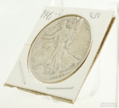 1945-D Walking Liberty $0.50 (fifty cent) US Coin, circulated, "Good" condition