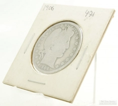 1906 Barber (aka. Liberty Head) $0.50 (fifty cent) US Coin, circulated, "Average" condition