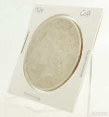 1924 Peace Dollar $1.00 US Coin, circulated, "Good" condition