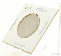 1938-D Jefferson $0.05 (five cent) nickel US Coin, circulated, "Fine" condition