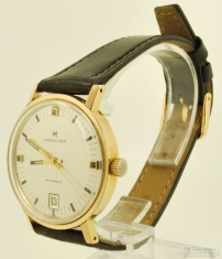 Hamilton (Swiss) 21J grade 64A automatic (self-winding) with date wrist watch, YBM & SS round case