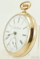 Waltham 18S 17J adj. Royal pocket watch #7752657, attractive YGF SB&B engraved case