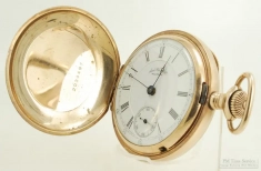 Waltham 18S 17J LS adj. grade No. 35 pocket watch #3670006, engraved YGF HC with art nouveau designs