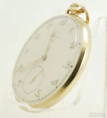 Elgin 10S 17J DeLuxe grade 542 pocket watch #X605352, thin model 14k gold case, with leather case