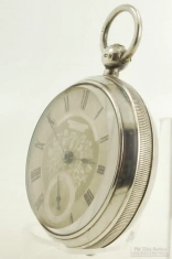 John Forrest, London 43mm 7J key wind pocket watch #132632, Sterling silver case, fancy dial