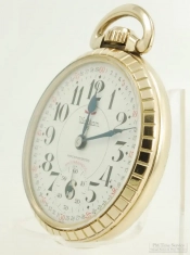 Waltham (Swiss) 16S 25J pocket watch, heavy YGF smooth polish SB&B Waltham case, Montgomery dial