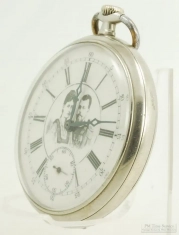 Doxa 45mm 15J pocket watch, HB nickel silver alloy case with Chinese characters, couple on dial