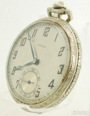 Gruen 40mm 15J adj. 3p Gruen Guild grade 754 pocket watch, elegant WGF HB case with engraving