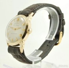 Bulova 23J adj. 6p grade 10BPAC automatic wrist watch, heavy YGF & SS round water-resistant case