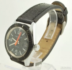 E. Gluck 17J North Star wrist watch with date #1235-21, heavy cushion-shaped WBM & SS WR case