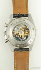 Alpha 1993 20J chronograph wrist watch, heavy SS cushion shaped WR case with tachymeter bezel