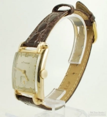 Wittnauer 17J grade 9WN wrist watch, elaborate & distinctive YGF rectangular case, boxed