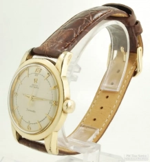 Omega 17J Seamaster automatic wrist watch #13367389, YGF & SS "Acier StayBrite" round WR case, box