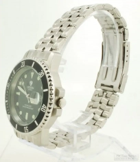 Croton quartz wrist watch with quickset date, heavy SS cushion-shaped water-resistant case, with box