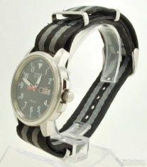 Citizen Eco-Drive wrist watch with quickset day & date, classic SS round WR case, NATO band
