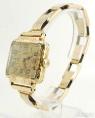 Illinois 17J grade 905 wrist watch #5314098, impressive YGF wide-rectangular model #162 case