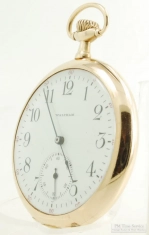 Waltham 14S 17J grade No. 1425 pocket watch #15340591, elegant thin-model 14k Colonial model case