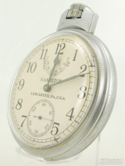 Hamilton 36S 21J adj. 6p Model 22 wind indicator chronometer pocket watch #2F10216, WBM SB&B case