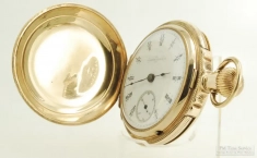 Illinois 18S 11J LS transition Railroader grade 4 pocket watch #705095, heavy YGF HC, Canadian dial