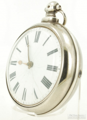 Owen, Haverfordwest 48mm fusee key wind pocket watch #5101, matching hallmarked silver JW pair case