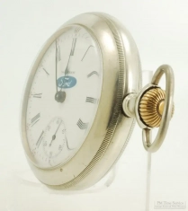 Waltham 18S 7J LS HCM grade No. 18 pocket watch #12219394, heavy WBM SB&B case, blue Ford emblem