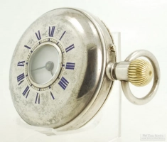 Swiss 47mm 16J PS pocket watch, lovely 0.950 warranted silver (silver plate) demi-HC