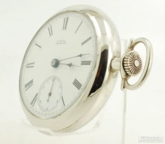 Waltham 18S 11J LS HCM P.S. Bartlett pocket watch #2264124, heavy WBM chrome smooth polish SB&B case