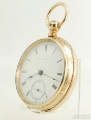 Illinois 18S 15J key wind adj. "Miller" pocket watch #53550, heavy YGF HB&B case, detailed engraving
