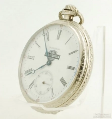 Waltham 12S 7J grade No. 210 pocket watch #23967590, HB engraved WGF case, Harley Davidson emblem